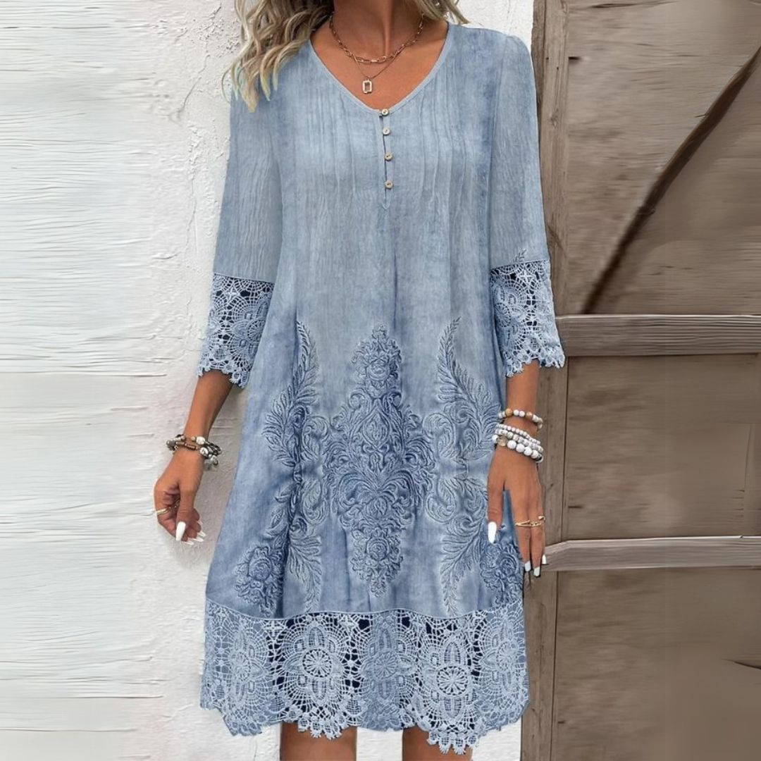 Anneke | Midi Dress | Embroidered, Breathable Fabric | Figure-Skimming Fit