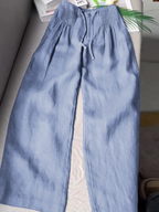 Women Wide Leg Linen Pants High Waist Smocked Culottes | Marlow