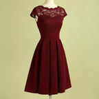Women Lace Dress Vintage Burgundy Midi | Linnea