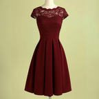 Women Lace Dress Vintage Burgundy Midi | Linnea