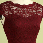 Women Lace Dress Vintage Burgundy Midi | Linnea