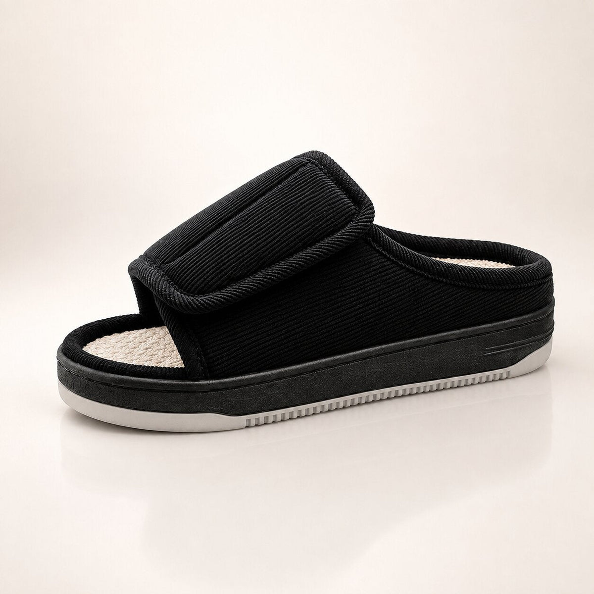 Corduroy Slippers | Unisex Extra Wide Fit Non Slip Padded Sole
