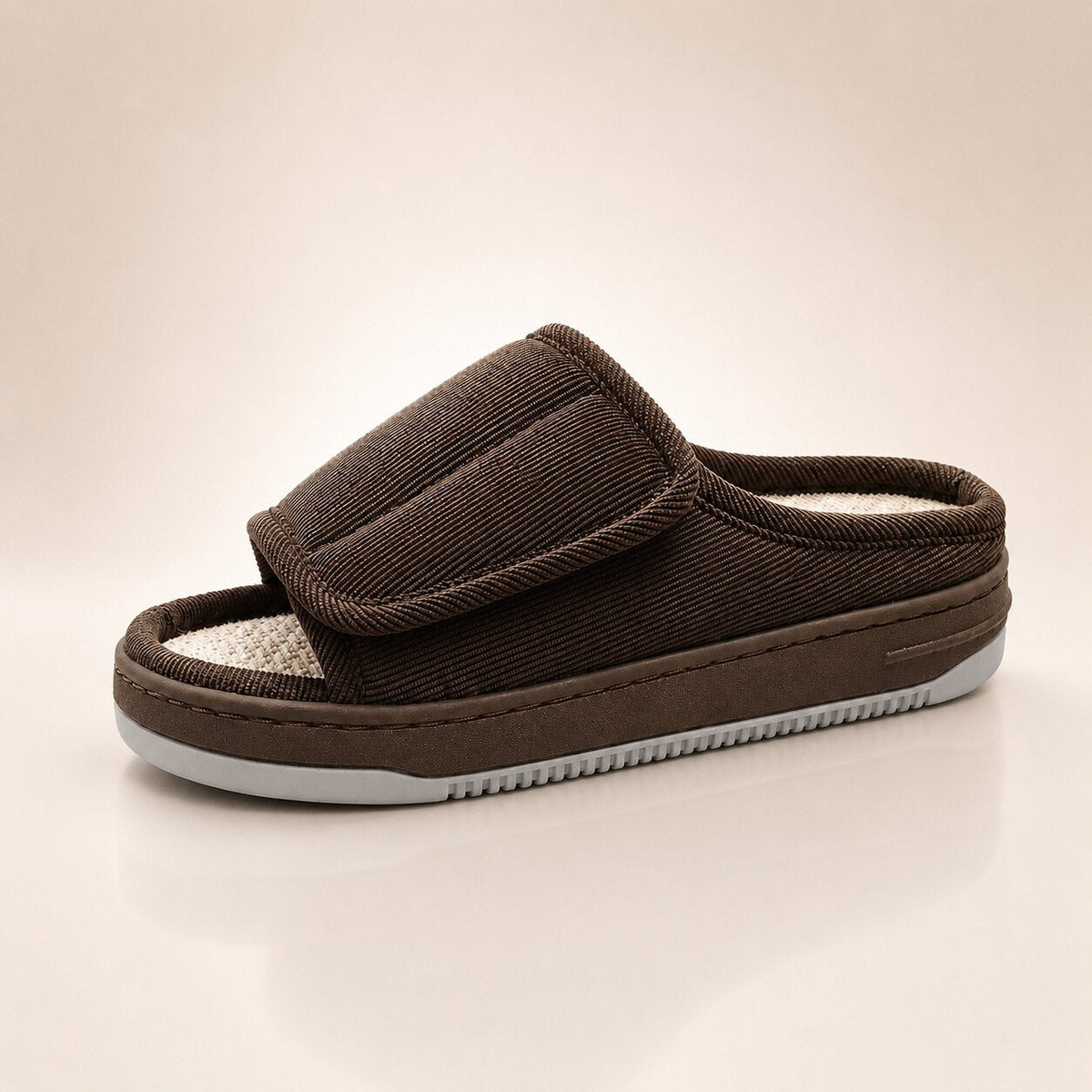 Corduroy Slippers | Unisex Extra Wide Fit Non Slip Padded Sole