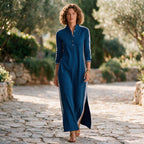 White Maxi Dress Women Button Down Collar Long Sleeve | Marlow