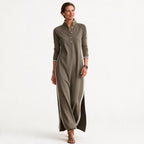 White Maxi Dress Women Button Down Collar Long Sleeve | Marlow