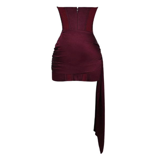 Bodycon Mini Dress Satin Sweetheart Draped Sash | Eira