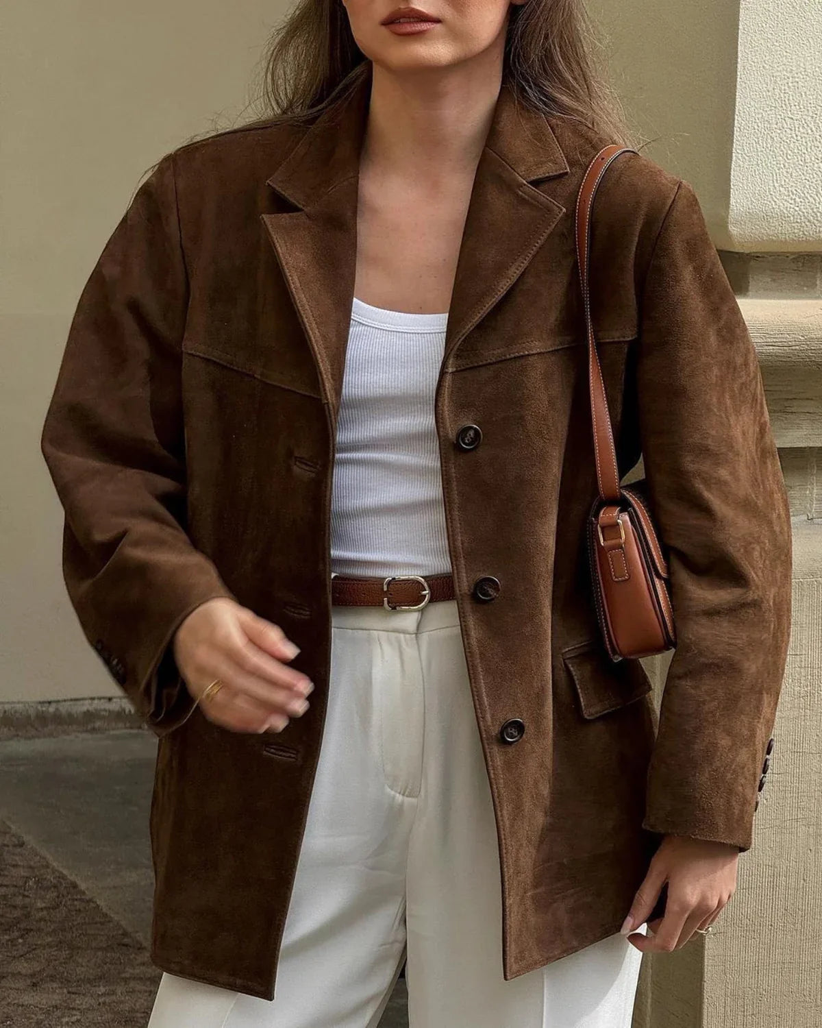 Quinn | Women's Suede Blazer | Brown, Stretch Fit | Everyday Chic