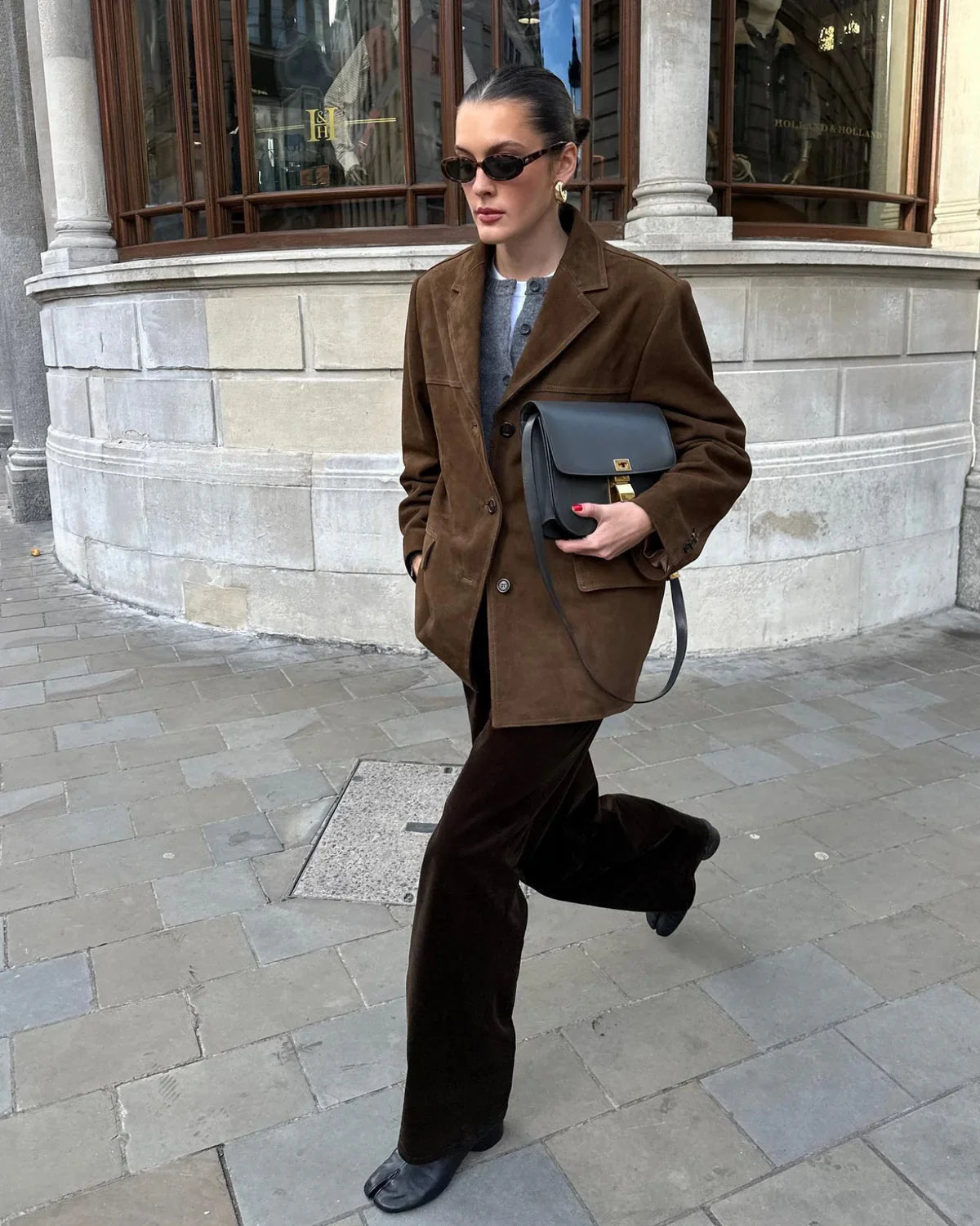 Quinn | Women's Suede Blazer | Brown, Stretch Fit | Everyday Chic