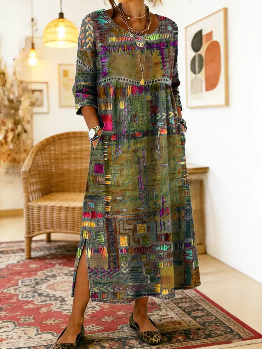 Uma | Denim Dress | Ethnic Patchwork, Loose Fit | Women's Summer