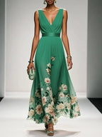 Cora | Women's Floral Print Dress | Wedding Guest, A-Line | V-Neck