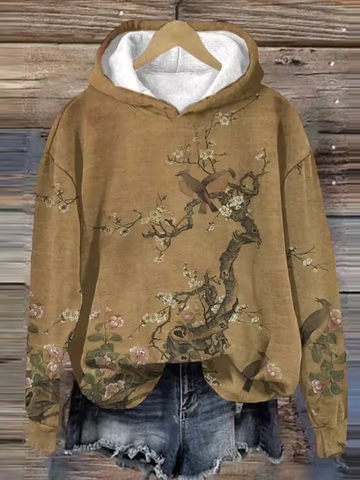 Women Jacquard Knit Hoodie Scandinavian Pattern