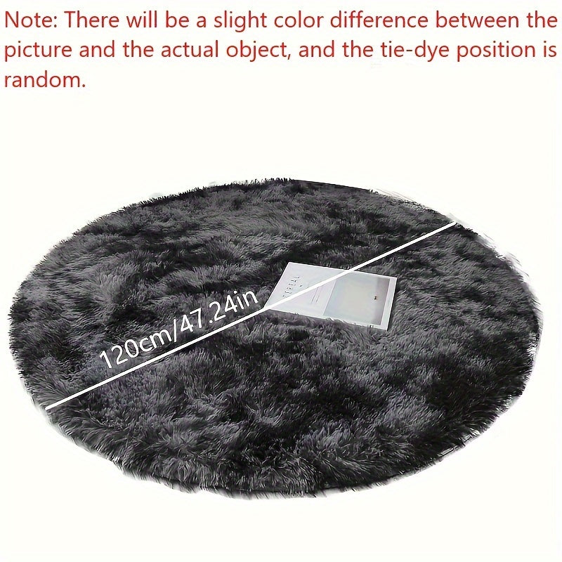 Delphine | Round Plush Rug | Tie-Dye, Soft & Non-Slip | Living Room, Bedroom
