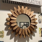 Edith | Bohemian Wall Mirror | Sunflower Wood Decor, Round Boho Mirror