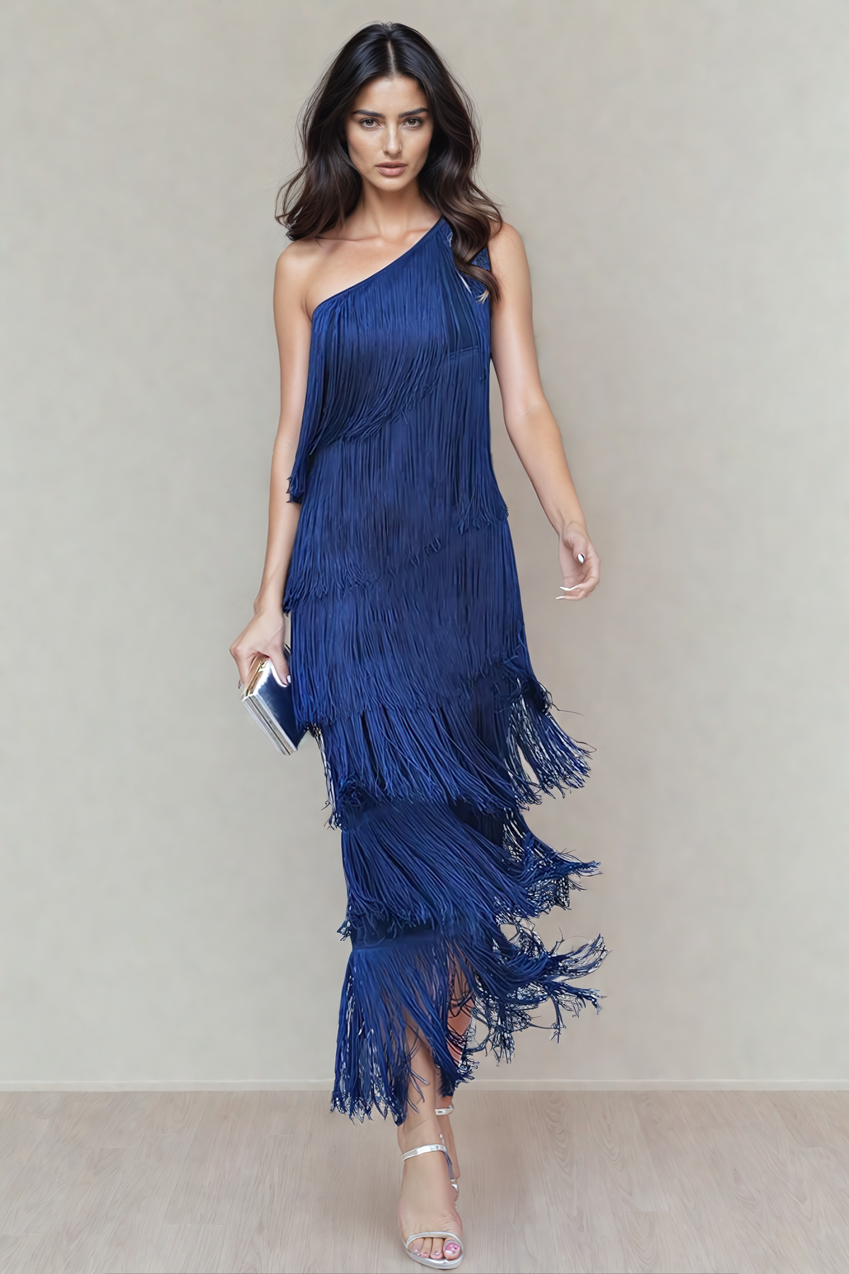 Long summer dress women dropped shoulder maxi length, relaxed one-piece design