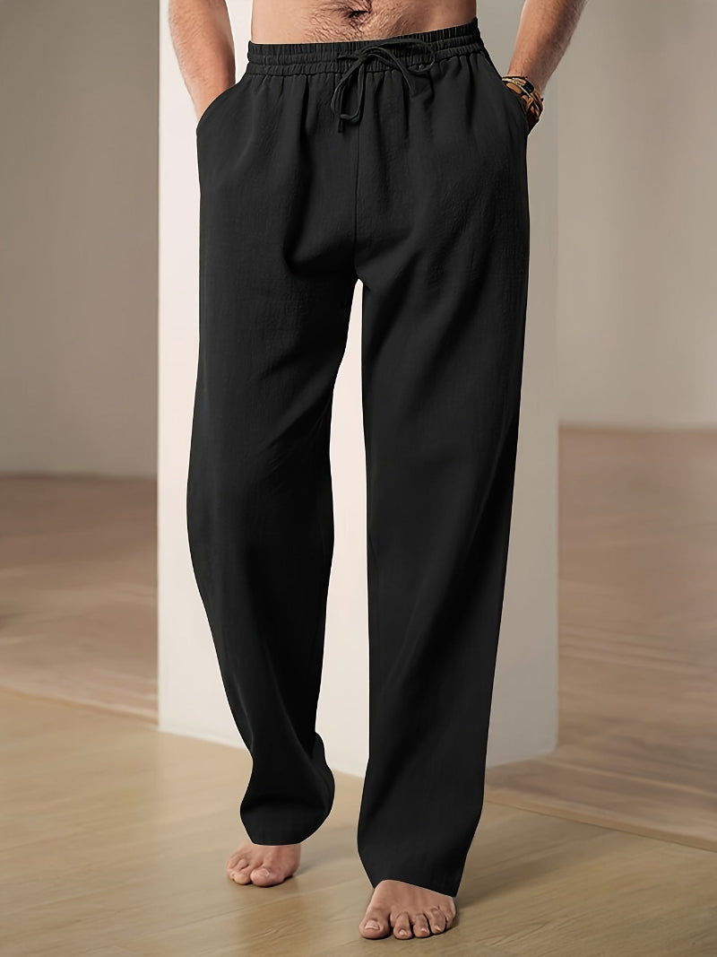 Sage | Men's Casual Trousers | Elastic Waist, Drawstring | Straight Fit