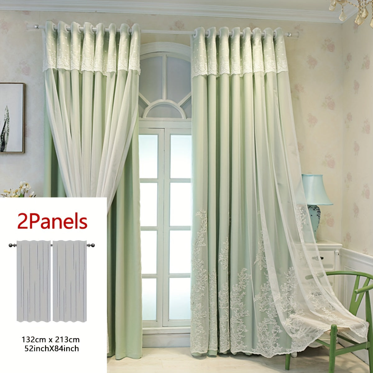 Saoirse | Embroidered Curtain Panels | Elf & Fairy Design, Light-Filtering | Set of 2 with Rings