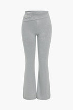 Women 2 Piece Knit Hoodie Flared Pants Set