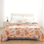 Nina | Throw Blanket | Bohemian Cotton, Tassel, Floral | Cream White, 200x230cm