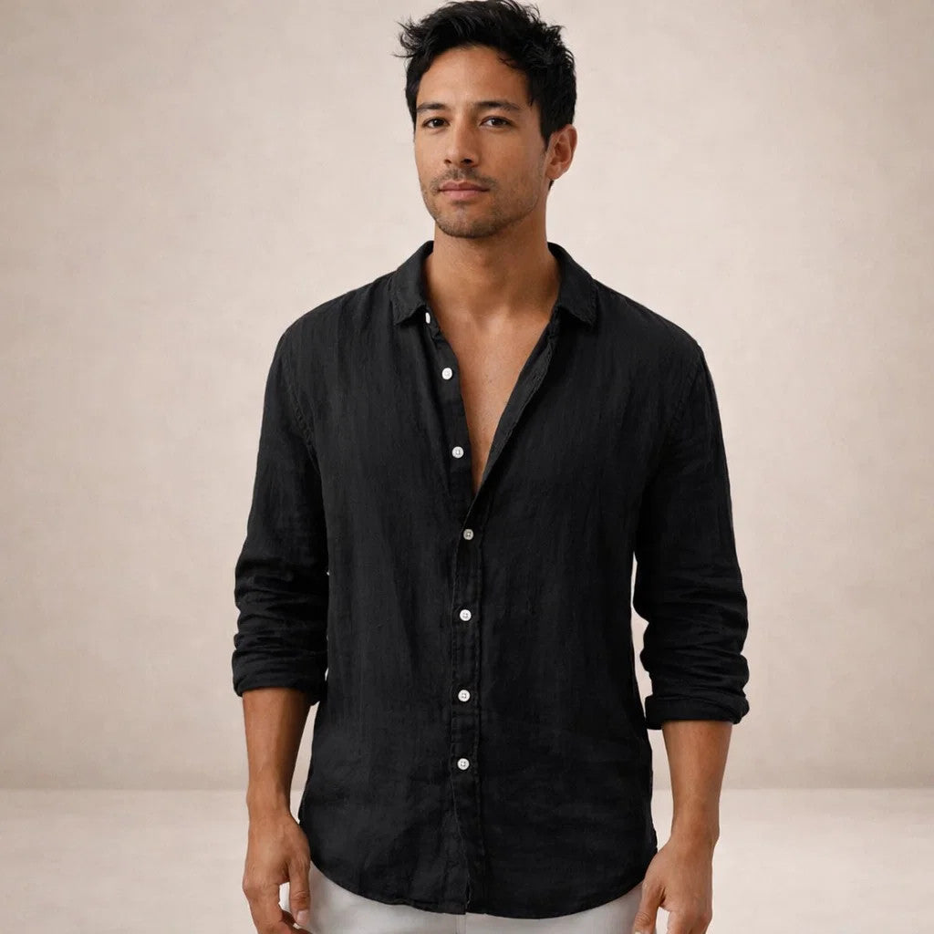 Maren | Men's Linen Shirt | Casual, Breathable | Long Sleeve, Open Collar