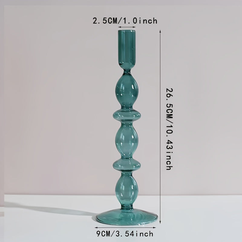 Indra | Glass Candlestick Set | Minimalist Table Decor | Lacquered, Romantic