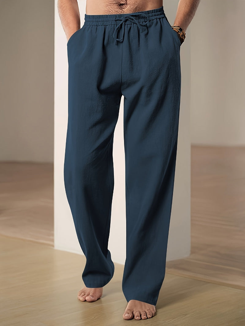 Sage | Men's Casual Trousers | Elastic Waist, Drawstring | Straight Fit