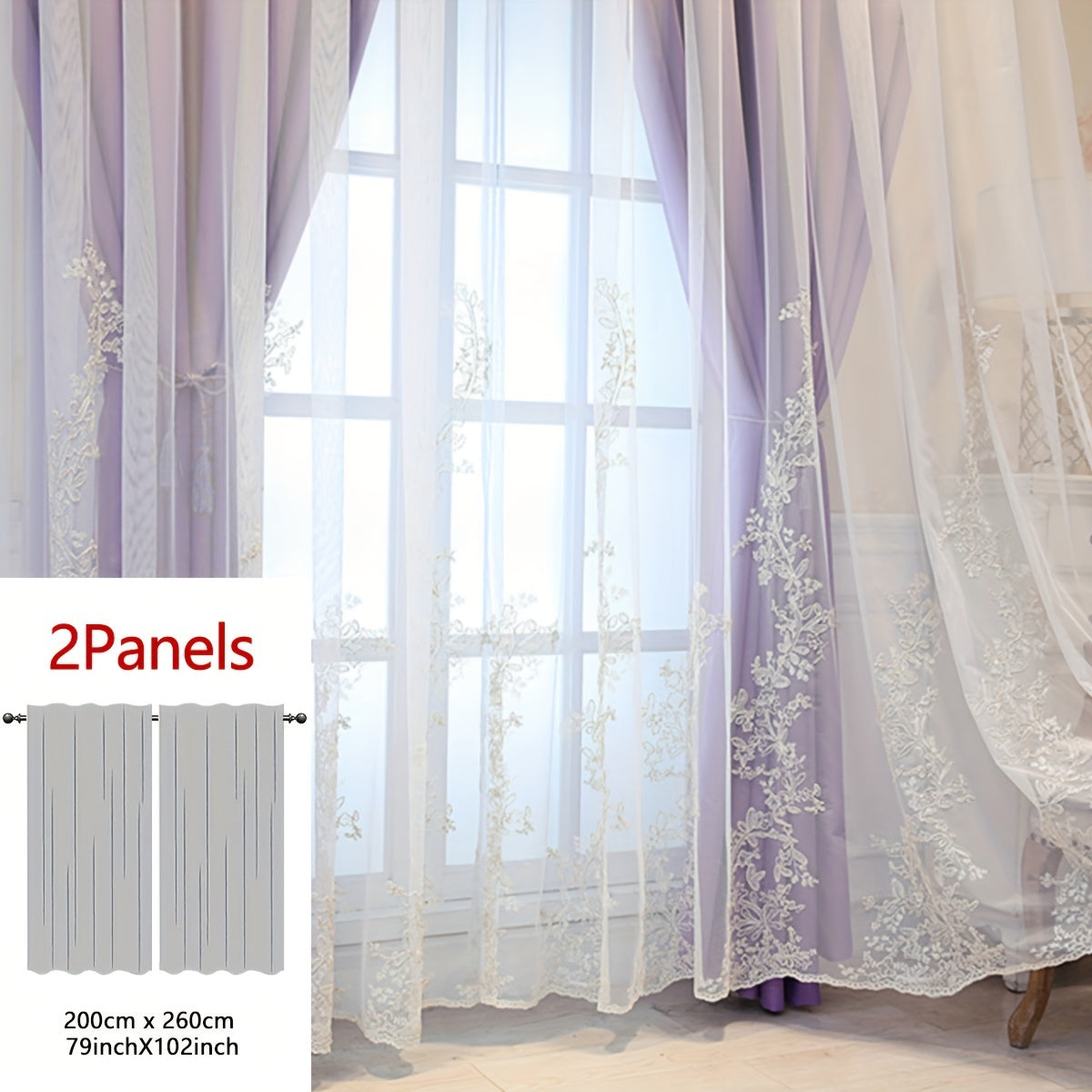 Saoirse | Embroidered Curtain Panels | Elf & Fairy Design, Light-Filtering | Set of 2 with Rings