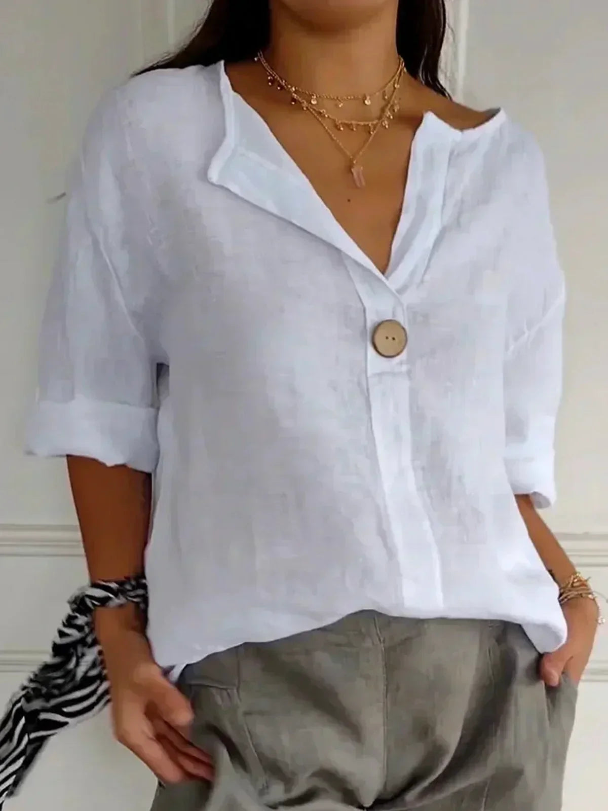 Nina | Women's Blouse | V-Neck, Lightweight, Loose Fit | Summer Top