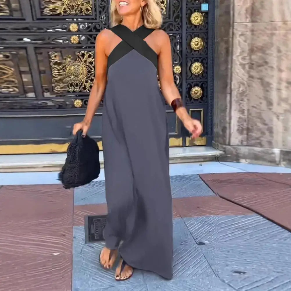 Liora | Maxi Cross Neck Dress | Open Back, Special Occasions
