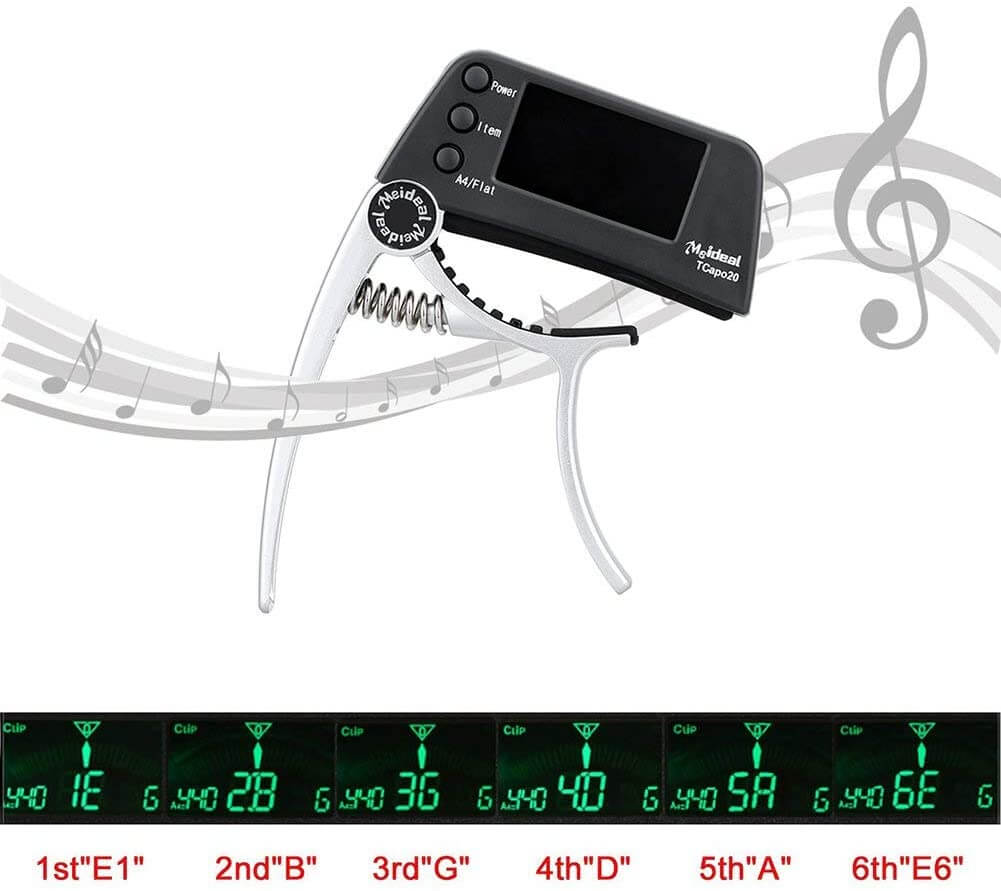 Thea | Guitar Capo & Tuner | 2-in-1 Clip-On | Chromatic, LCD Display