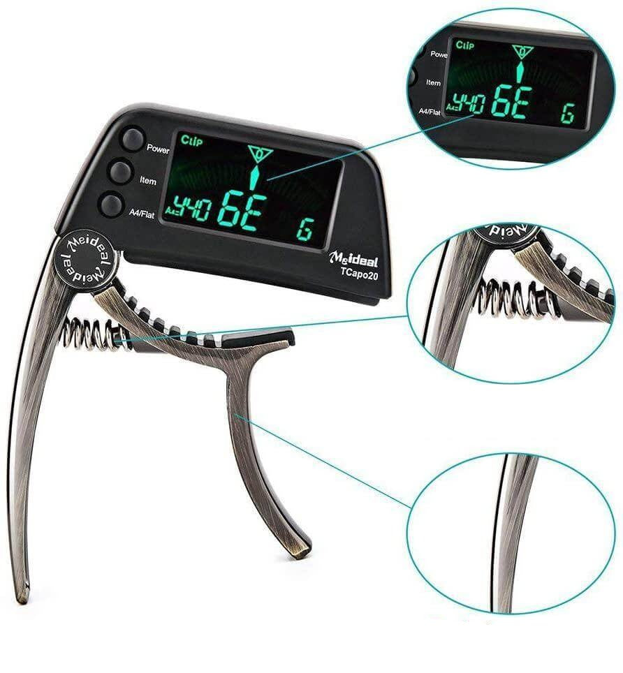 Thea | Guitar Capo & Tuner | 2-in-1 Clip-On | Chromatic, LCD Display