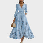 Sage | Women's Sleeveless A-Line Midi Dress | Floral, Belted