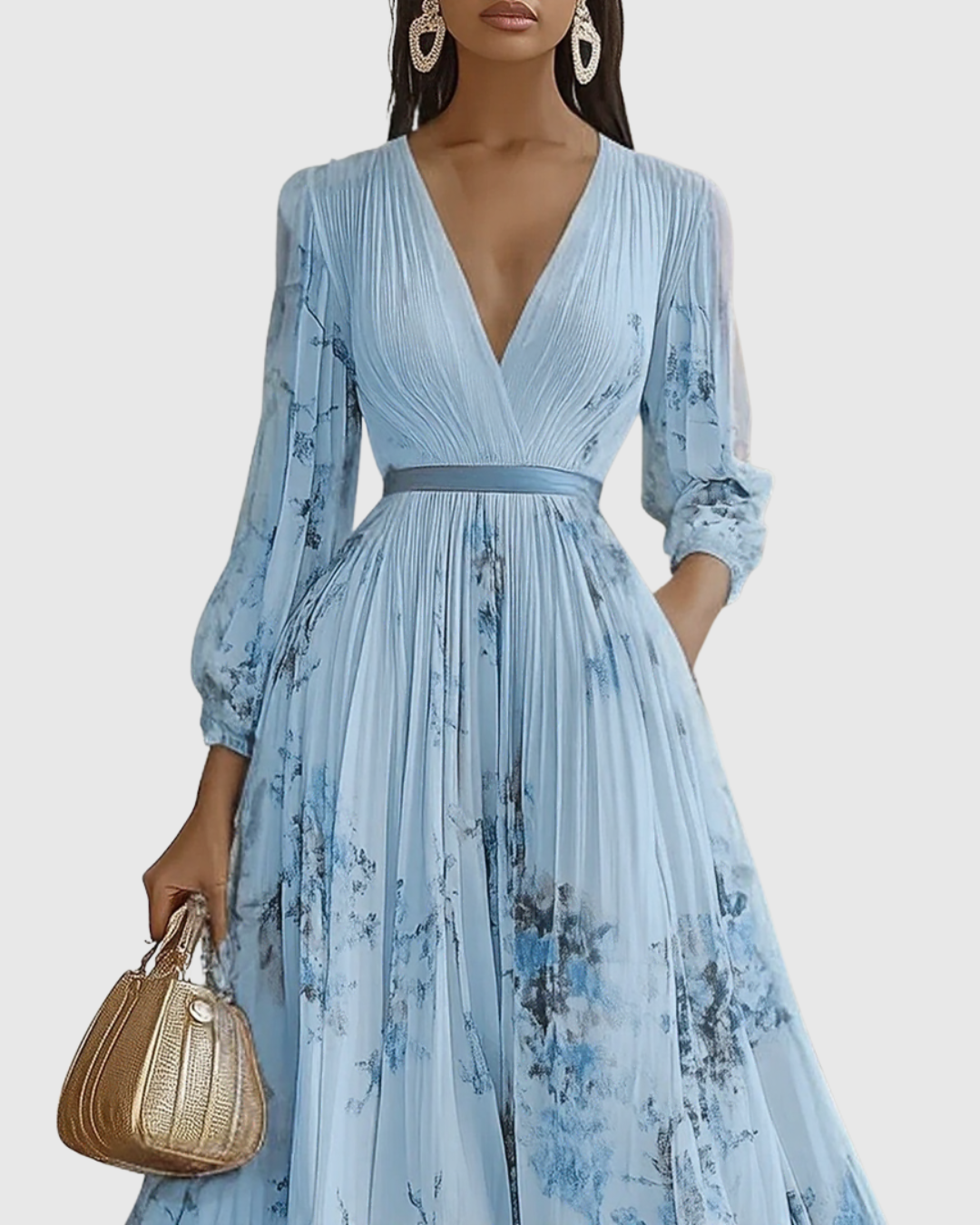 Sage | Women's Sleeveless A-Line Midi Dress | Floral, Belted