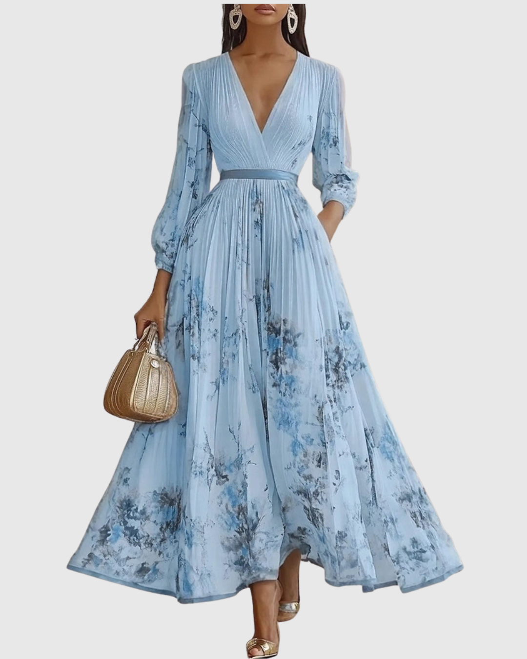Sage | Women's Sleeveless A-Line Midi Dress | Floral, Belted