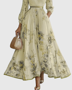 Sage | Women's Sleeveless A-Line Midi Dress | Floral, Belted
