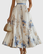 Sage | Women's Sleeveless A-Line Midi Dress | Floral, Belted