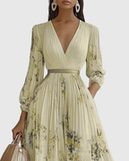 Sage | Women's Sleeveless A-Line Midi Dress | Floral, Belted