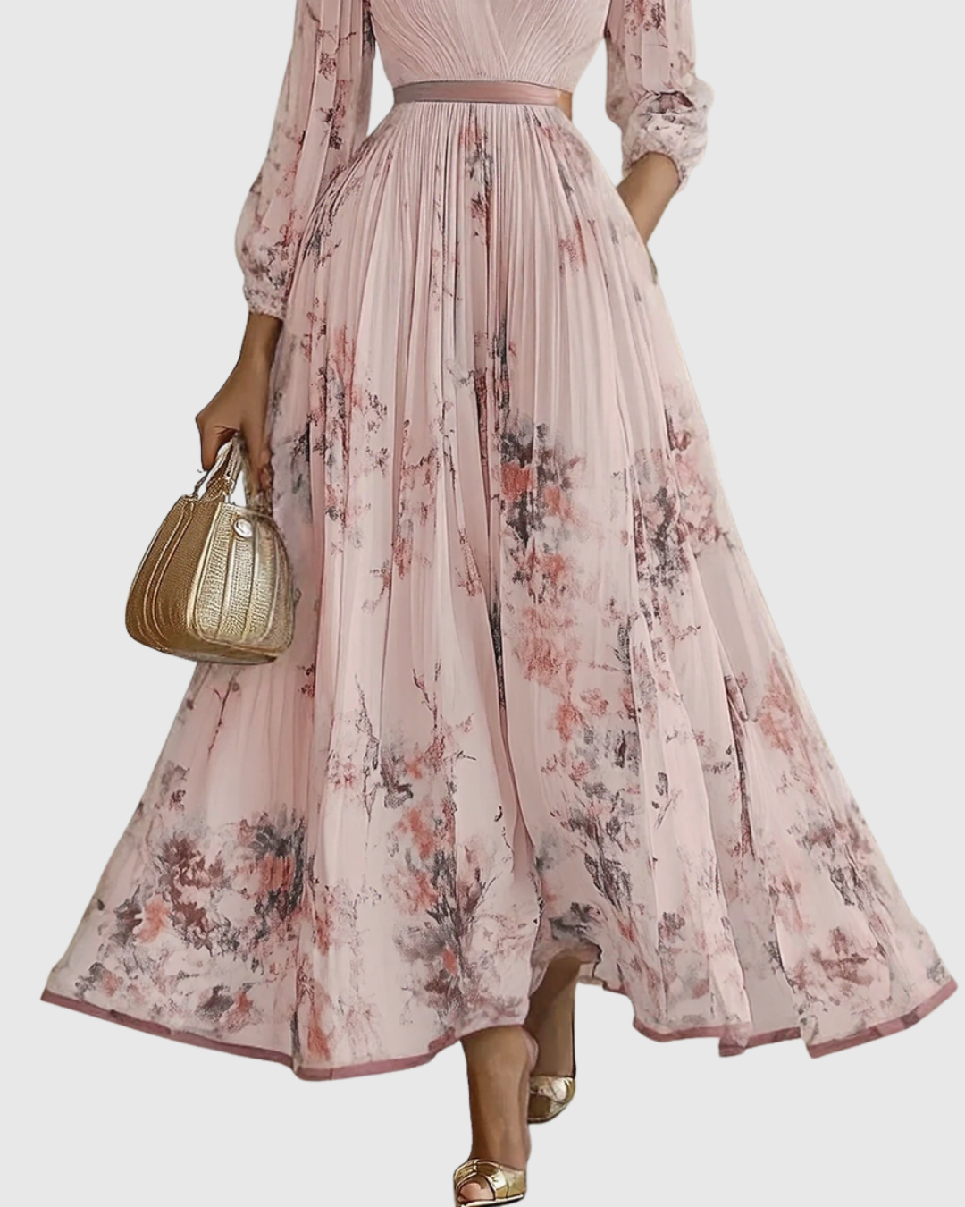 Sage | Women's Sleeveless A-Line Midi Dress | Floral, Belted