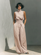 Women Blouse Wide Leg Trousers 2 Piece Set Sleeveless | Kestrel