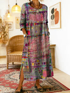 Uma | Denim Dress | Ethnic Patchwork, Loose Fit | Women's Summer
