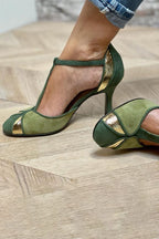 Freya | Women Leather Patchwork Pumps Slingback