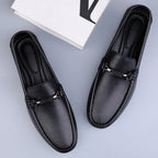 Men Genuine Leather Loafers Metallic Rope Detail