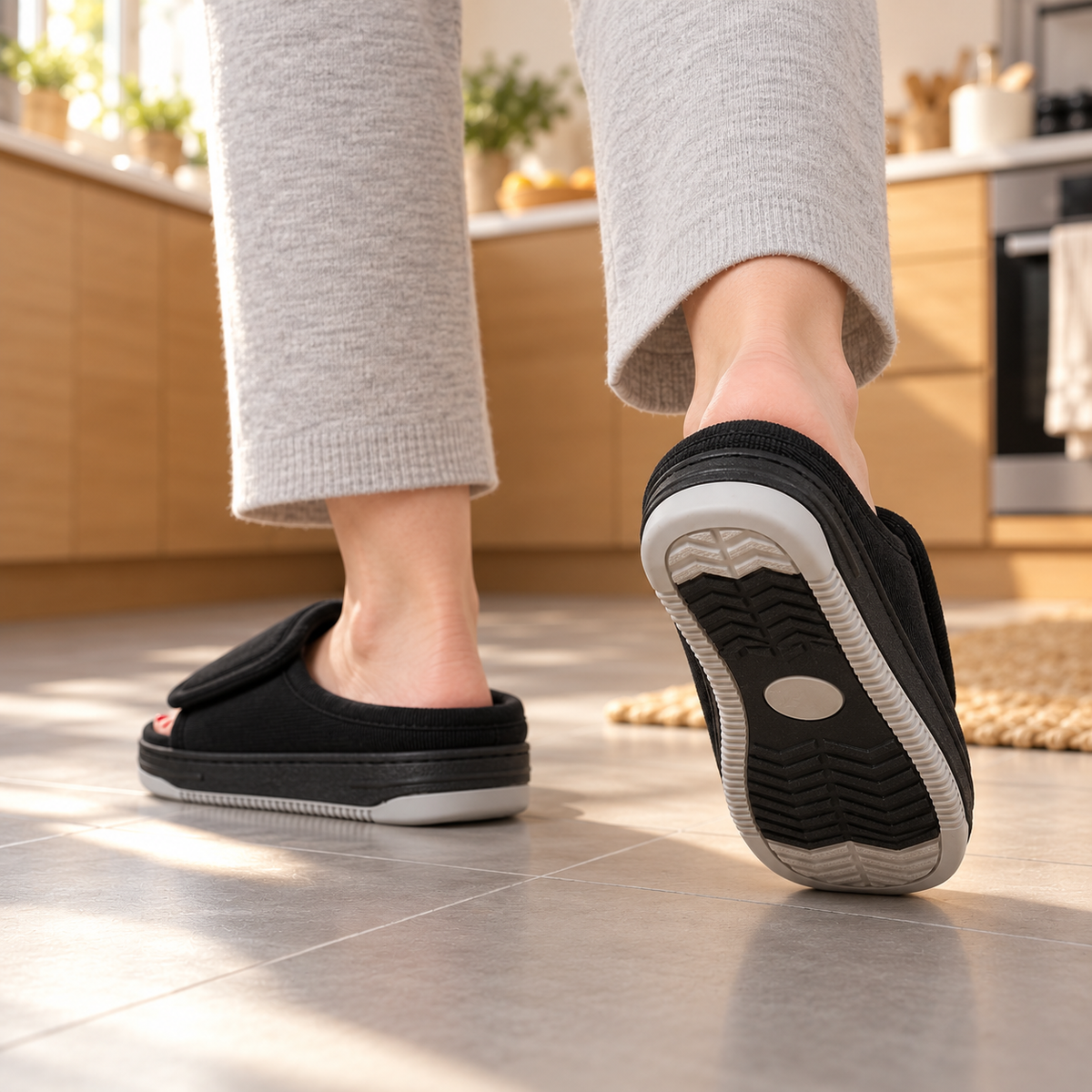 Corduroy Slippers | Unisex Extra Wide Fit Non Slip Padded Sole