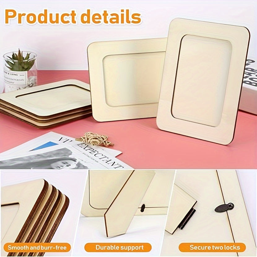 Ondina | Photo Frames Set | 10 Wooden DIY Frames | 15.24 cm, Light Beige