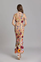 Maxi Dress Women Floral Embroidered Flutter Sleeve | Rosalind