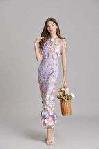 Maxi Dress Women Floral Embroidered Flutter Sleeve | Rosalind