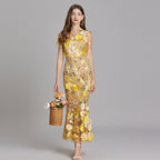 Maxi Dress Women Floral Embroidered Flutter Sleeve | Rosalind