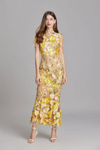 Maxi Dress Women Floral Embroidered Flutter Sleeve | Rosalind