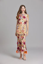 Maxi Dress Women Floral Embroidered Flutter Sleeve | Rosalind
