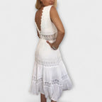 Women Lace Dress V-Neck Sleeveless Midi A-Line | Zinnia