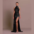 Halterneck Dress Women Sleeveless Maxi Side Slit | Calla